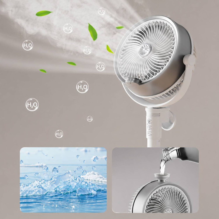 پنکه شارژی مدل F6 ظرفیت 4000 میلی آمپر ساعت به همراه مه پاش