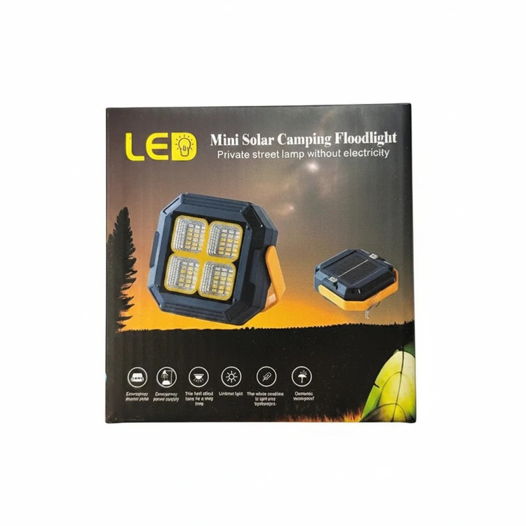 نورافکن دستی شارژی و خورشیدی مدل LED-114 با نور مهتابی و آفتابی